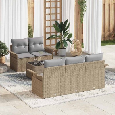 vidaXL Set de canapele pentru grădină 6 pcs Bej și gri 55 x 55 x 37 cm 3353909 foto