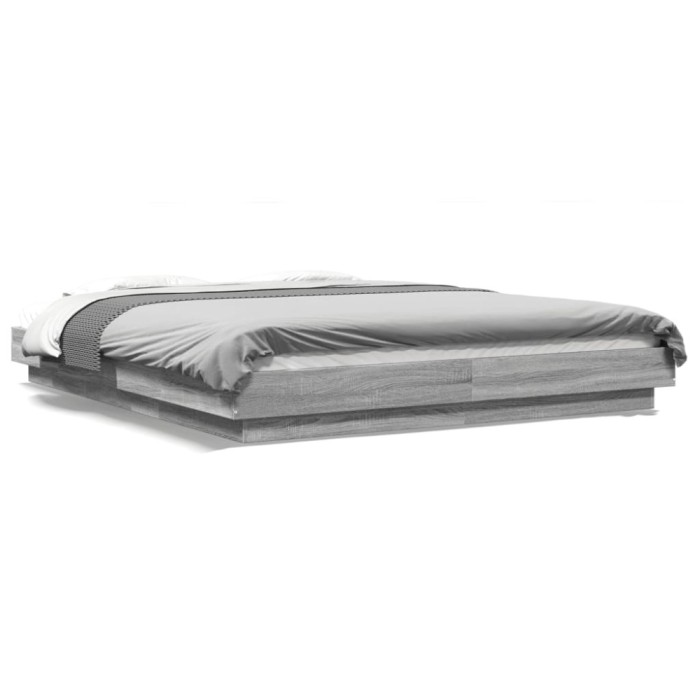 Gossi cadru de pat cu lumini led gri sonoma 150x200 cm lemn prelucrat