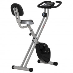 Bicicleta Fitness Pliabila Soozier cu 5 Pozitii Reglabile si 8 Nivele de Rezistenta Magnetica, Structura in X, 43x97x109cm, Gri si Negru