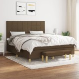 VidaXL Pat continental cu saltea maro &icirc;nchis 180x200cm material textil 3137176