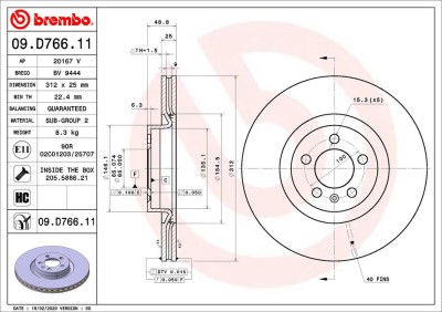 BREMBO 09.D766.11 PRIME LINE - UV Coated Disc frana foto