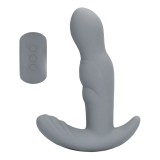 Vibrator anal LOVELINE Rotating Prostate Stimulator with Remote Control, cu telecomandă, funcție de rotație, 10 funcții de vibrație, gri