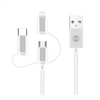 CABLU 3IN1 USB-LIGHTNING-UCB-C-MICRO USB 1M 1.5A - ALB foto