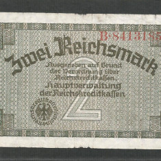 GERMANIA NAZISTA 2 MARCI REICHSMARK 1940 [28] P- 137a , 7 cifre , Litera B