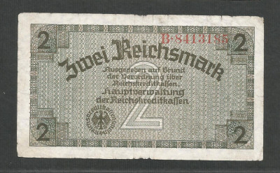 GERMANIA NAZISTA 2 MARCI REICHSMARK 1940 [28] P- 137a , 7 cifre , Litera B foto