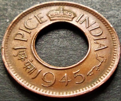 Moneda istorica 1 PICE - INDIA / DOMINATIE anul 1945 * cod 5236 B foto