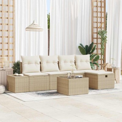 vidaXL Set de canapele pentru grădină 6 pcs Bej 55 x 62 x 69 cm 3360702 foto