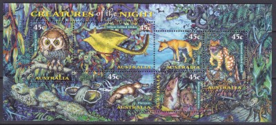 DB1 Fauna Australia Marsupiale Nocturne MS MNH foto