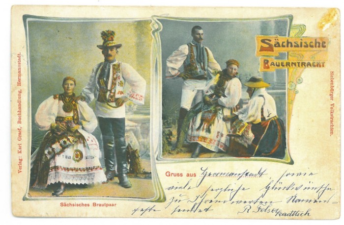 1991 - SIBIU, Etnici Sasi, Litho, Romania - old postcard - used - 1904