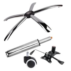 Set placuta balans metalica 25 x 15 cm, baza 60 cm, rolă universală cauciuc si cilindru piston, gaz, pentru scaune birou, argintiu, 35 cm