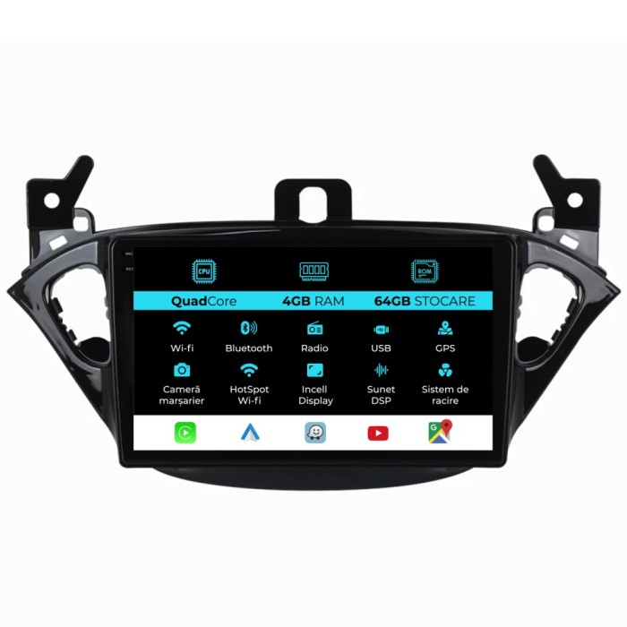 Navigatie Dedicata Opel Corsa E Adam (2012-2019),QuadCore, 9Inch, 4Gb Ram, 64Gb Stocare, Carplay