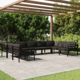 Gossi set mobilier de gradina cu perne, 9 piese, antracit, aluminiu