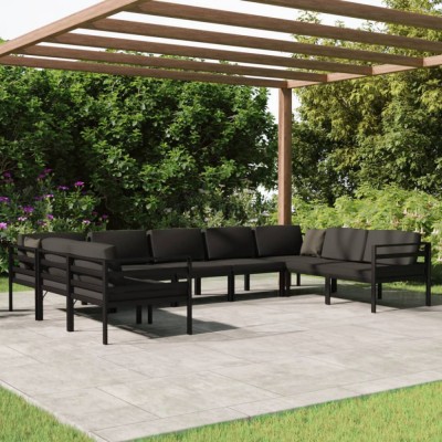 Gossi set mobilier de gradina cu perne, 9 piese, antracit, aluminiu foto