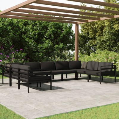 Set mobilier de gradina cu perne, 9 piese, antracit, aluminiu GartenMobel Dekor foto