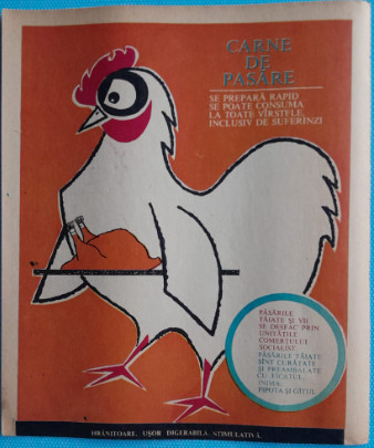 1974 Reclamă CARNE DE PASARE, comunism, epoca aur 24 x 20 alimentatie rationala