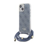 Husa Guess Crossbody Cord 4G Print iPhone 15, albastru, GUHCP15SHC4SEB
