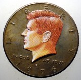 Moneda SUA Kennedy Half Dollar 1996 P, Color XF/AUNC, 1/2 Dolar America, Colectie Numismatica