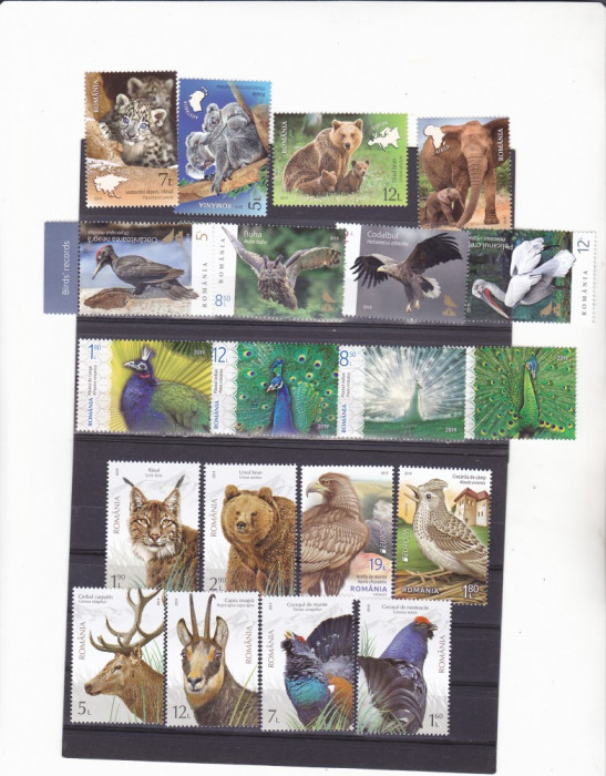 PASARI ,ANIMALE,5 SERII COMPLETE 2018-19,NEUZATE MNH,ROMANIA.