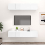 VidaXL Comode TV, 4 buc., alb extralucios, 80x30x30 cm, lemn compozit