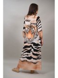 Cumpara ieftin Rochie Lunga Animal Print Ballao cu Buzunare, Talie Unica S-M-L, Poliester Elastan, Negru Maro