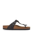 Birkenstock șlapi din nubuc Gizeh SFB femei, culoarea negru, cu toc plat, 1019023