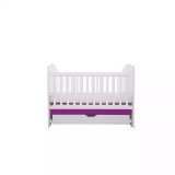 Cumpara ieftin Patut Eurogloria Como cu sertar - Alb cu Violet + Saltea cocos confort 120 x 60 x 12 cm