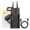 Adaptor de &icirc;ncărcare rapidă Baseus Super Si 1C 25W cu cablu USB-C la USB-C de 1m (Negru)