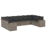 Cumpara ieftin Set mobilier de gradina cu perne, 10 piese, gri, poliratan