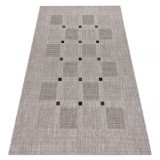 Covor sisal Floorlux 20079 Pătrat argintiu si negru, 80x150 cm