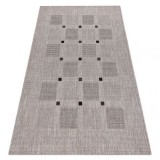 Covor sisal Floorlux 20079 Pătrat argintiu si negru, 160x230 cm