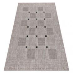 Covor sisal Floorlux 20079 Pătrat argintiu si negru, 80x150 cm