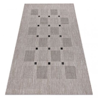 Covor sisal Floorlux 20079 Pătrat argintiu si negru, 60x110 cm foto