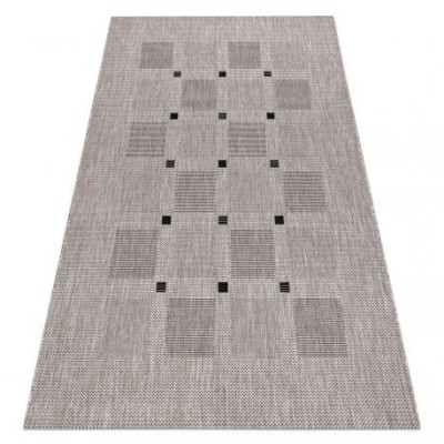 Covor sisal Floorlux 20079 Pătrat argintiu si negru, 60x110 cm foto