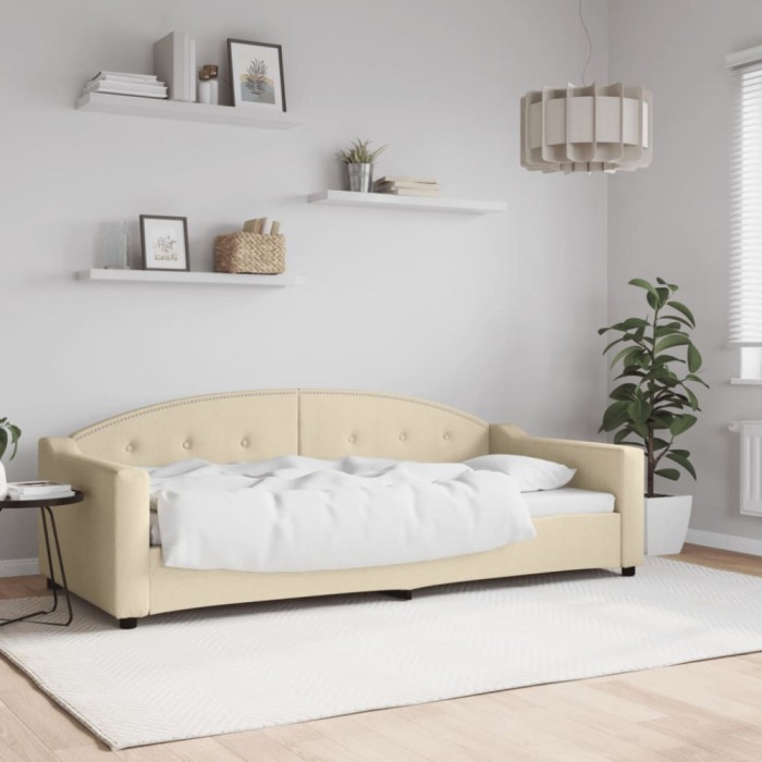 vidaXL Pat de zi, crem, 90x200 cm, material textil 354187