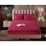 Cumpara ieftin Topper Saltea/Husa de pat matlasata si 2 fete de perne din catifea, cu elastic, model tip topper 160x200 - JO850