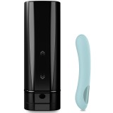 Kiiroo-Onyx+ &amp; Pearl 2+ Set Turcoaz pentru Cuplu-Silicon, App, USB