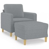 Cumpara ieftin Fotoliu canapea cu taburet, gri deschis, 60 cm, textil