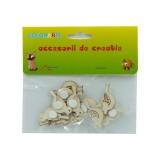 Accesorii creatie , pasari din lemn, cu adeziv, set 12 bucati
