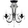 Candelabru Metal Negru Art Nouveau, Margele Cristal, 3xE14, 30x35cm vidaXL - Lustra Eleganta Living, Dormitor