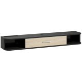 HOMCOM Mobilier TV Suspendat 120 cm, Mobilă TV pentru p&acirc;nă la 127 cm, Ușă Rabatabilă, 2 Rafturi Deschise și Orificii pentru Cabluri, Negru | Aosom Rom