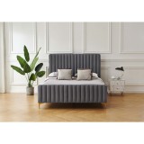 Cumpara ieftin Pat Melissa 180x200 cm Tapitat Catifea Gri Somiera Inclusa