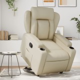 VidaXL Fotoliu rabatabil cu ridicare, crem, piele ecologică 3204545