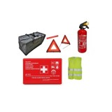 Kit siguranta auto complet trusa cutie rosie 2 triunghiuri vesta geanta stingator fara manometru
