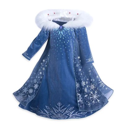 Costum Elsa cu guler blana pentru fete 7-9 ani 120-134 cm foto