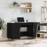vidaXL Birou cu raft Stejar negru 140 x 50 x 75 cm Lemn compozit 879524