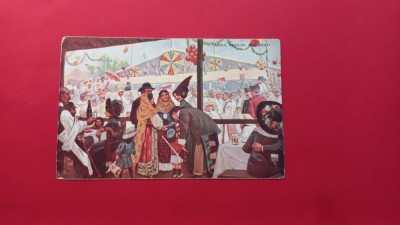 Litho Bucuresti Targul Mosilor 1912 Luna Parc Litografie foto