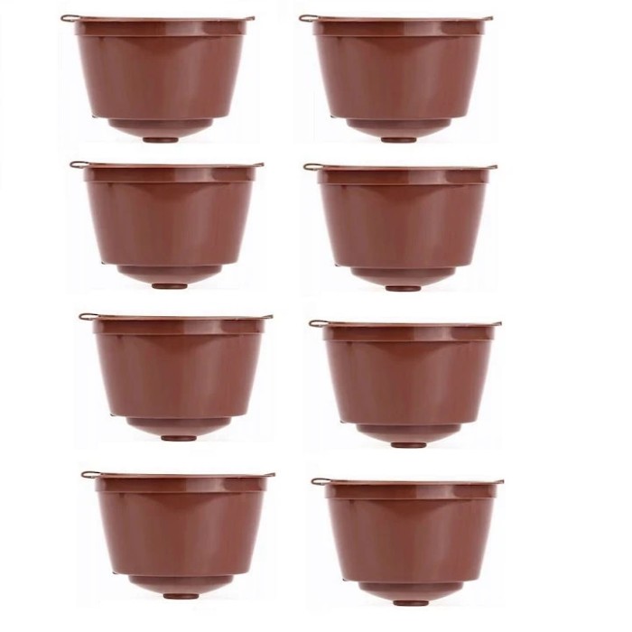 Set 8 capsula Dolce gusto compatibil reincarcabila/lavabila, plastic, maro