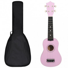 Set Ukulele Soprano Cu Husă Pentru Copii Roz 21&amp;quot; 70148