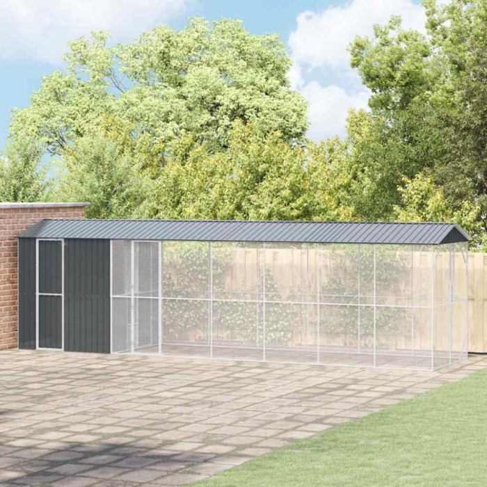 vidaXL Cușcă pentru păsări Antracit 860 x 208 x 247 cm Oțel galvanizat 3325155