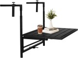 Cumpara ieftin Masa De Balcon Pliabila, Inaltime Reglabila, Imitatie Ratan, Negru - CN